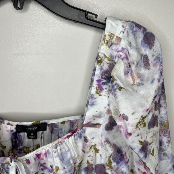 J CREW x Flora Obscura Womens Cinched Waist Top NEW Kaleidoscope Floral Sz 0 - Picture 6 of 12